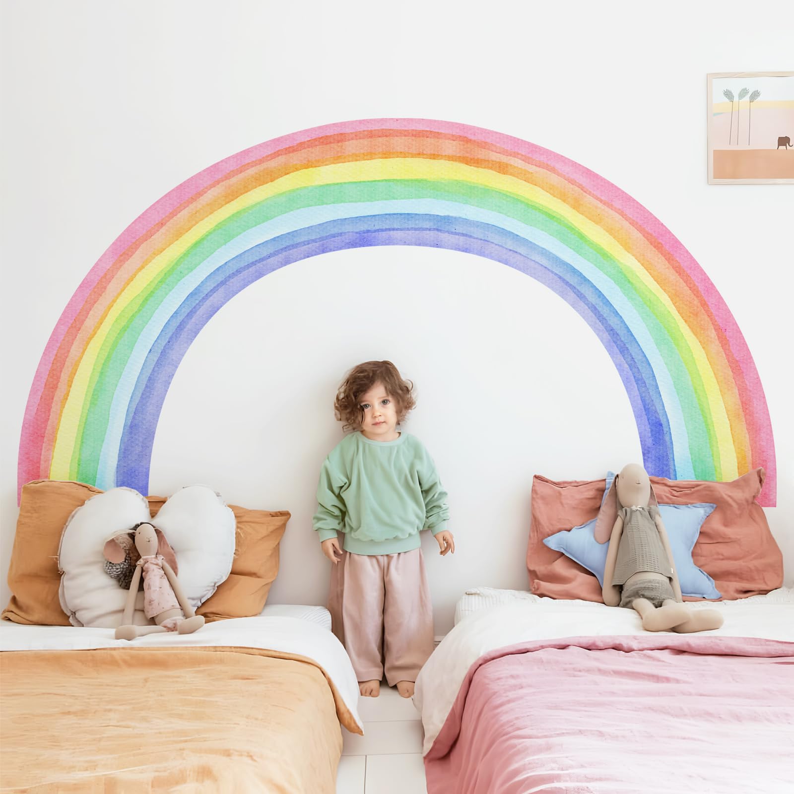 Supzone Pegatinas de Pared Arco Iris 210x108CM Grande Vinilos Decorativos Mural de Acuarela Adhesivos Pared para Dormitorio Niños Guardería Sala de Estar Sala de Juegos