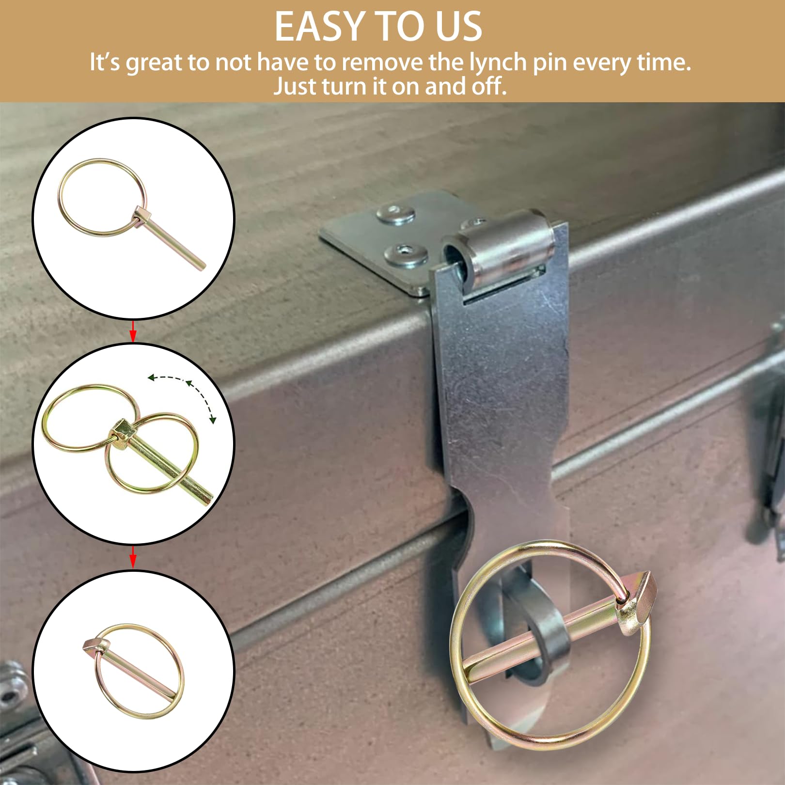 Produktbild von 3 Stück Klappsplinte, Klappstecker Mit Ring 4.5x36 Mm Splinte, Klappsplinte Sortiment, O-Typ Schaft Mit Sicherheitsraste Sicherheits-Klappstecker Für Bauernhof Traktoren Anhänger Lastwagen Rasenmäher