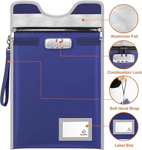 Miniatura 4 de Bolsa de documentos ignífuga con cerradura (5200), soporte para documentos de viaje de 15 x 11 pulgadas, bolsa ignífuga con cremallera para objetos