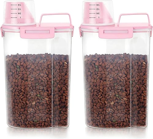 Miniatura 11 de 3-5Lbs Airtight Small Cat Dog Pet Food Storage Containers BPA Free, with Large Pour Spout/1 Measuring Cup/ 4 Safety Locks and Double-layer Silicone