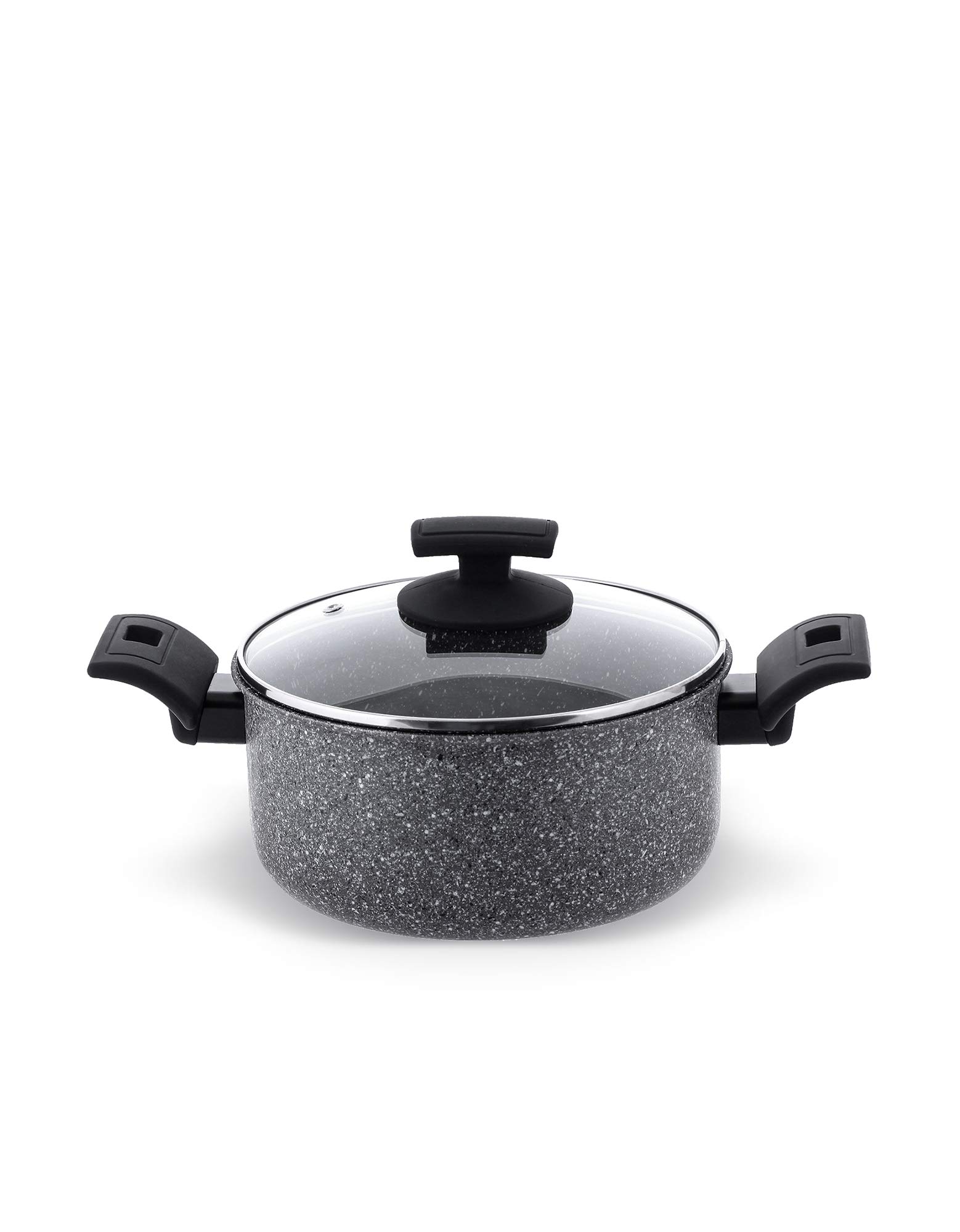 Rossetti Elementi Natura Made in Italy 20cm Granite Non Stick Casserole Pot Stockpot + Lid No-Mess No-Fuss Carefree Nonstick Cookware Dishwasher Safe PFOA & Lead Free Nonstick Casserole with Lid