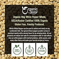Vista 6 de Organic Way Granos de pimienta blancos enteros de primera calidad (Piper nigrum) - Recambio de molinillo Certificado orgánico y Kosher Crudo