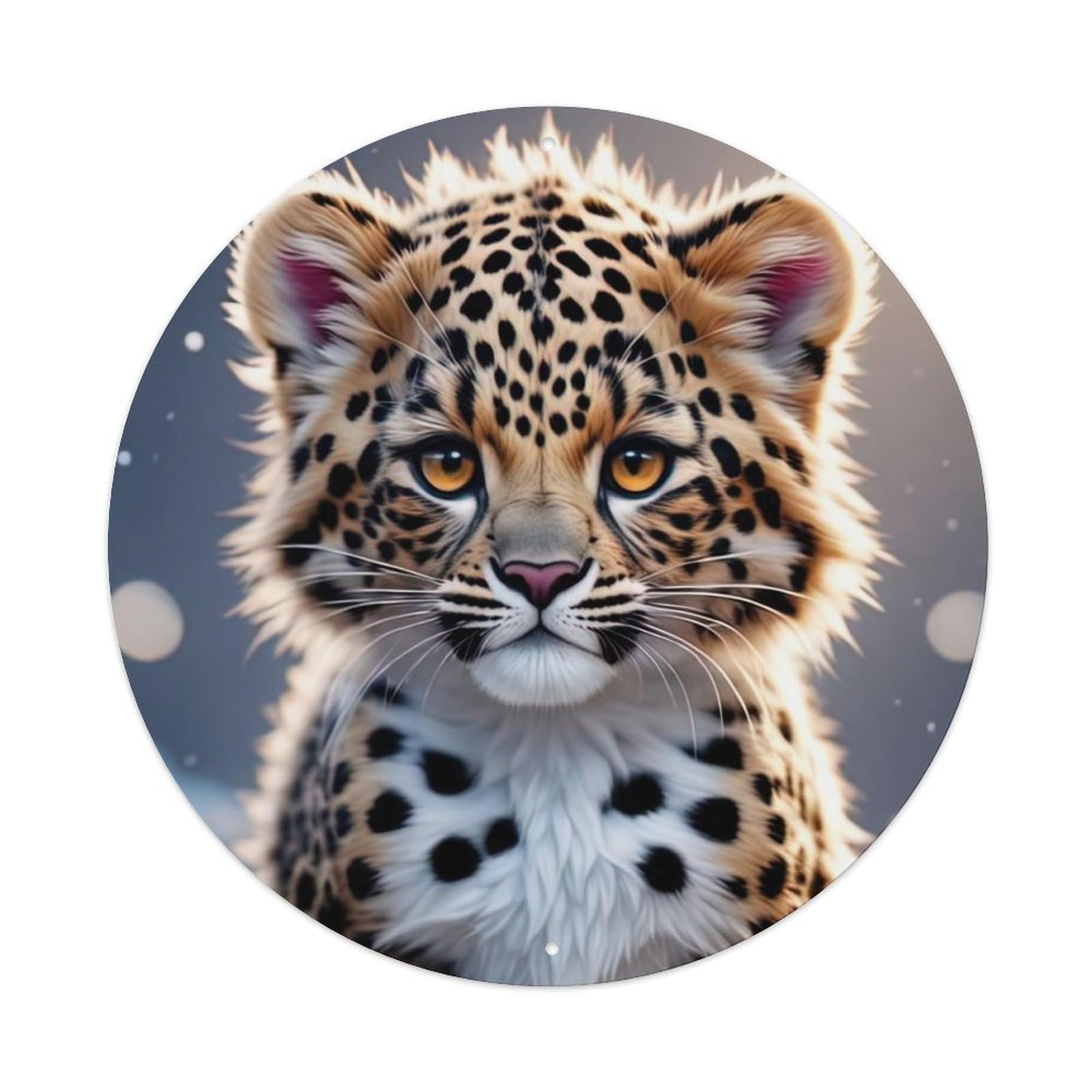 Wildlife Artwork Cute Little Leopard Metal Tin Sign
