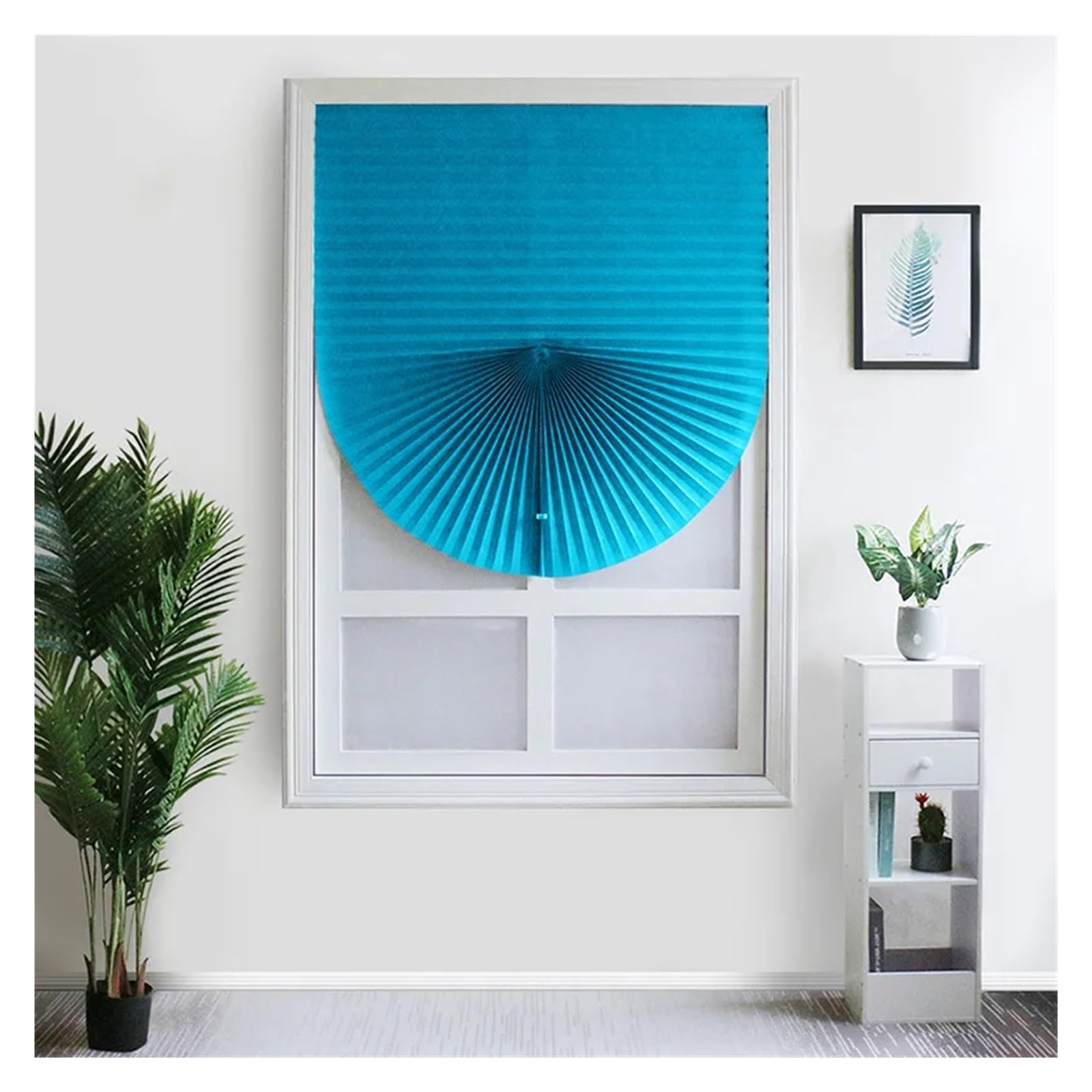 Temporary Blinds Non-Woven Shading Pleated Blinds Self-Adhesive Living Room Semi-Shading Curtains Kitchen(Blue,90x150cm)