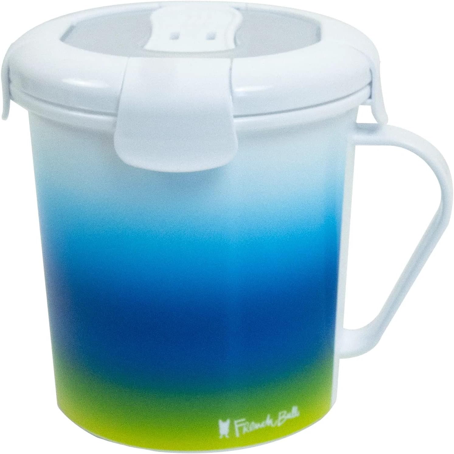 French Bull 23 oz Soup Mug With Handle and Vented Lid Food Storage-Cool Grip Leak Proof Dishwasher and Microwave Safe Lunch Travel Airtight (Ombre)