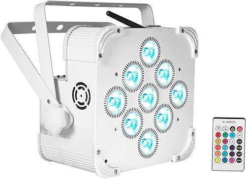 Rockville Best PAR 60 White 54W RGBWA+UV Wash Par Light, DMX inalámbrico, batería recargable, control remoto incluido, hasta 18 horas de duración de