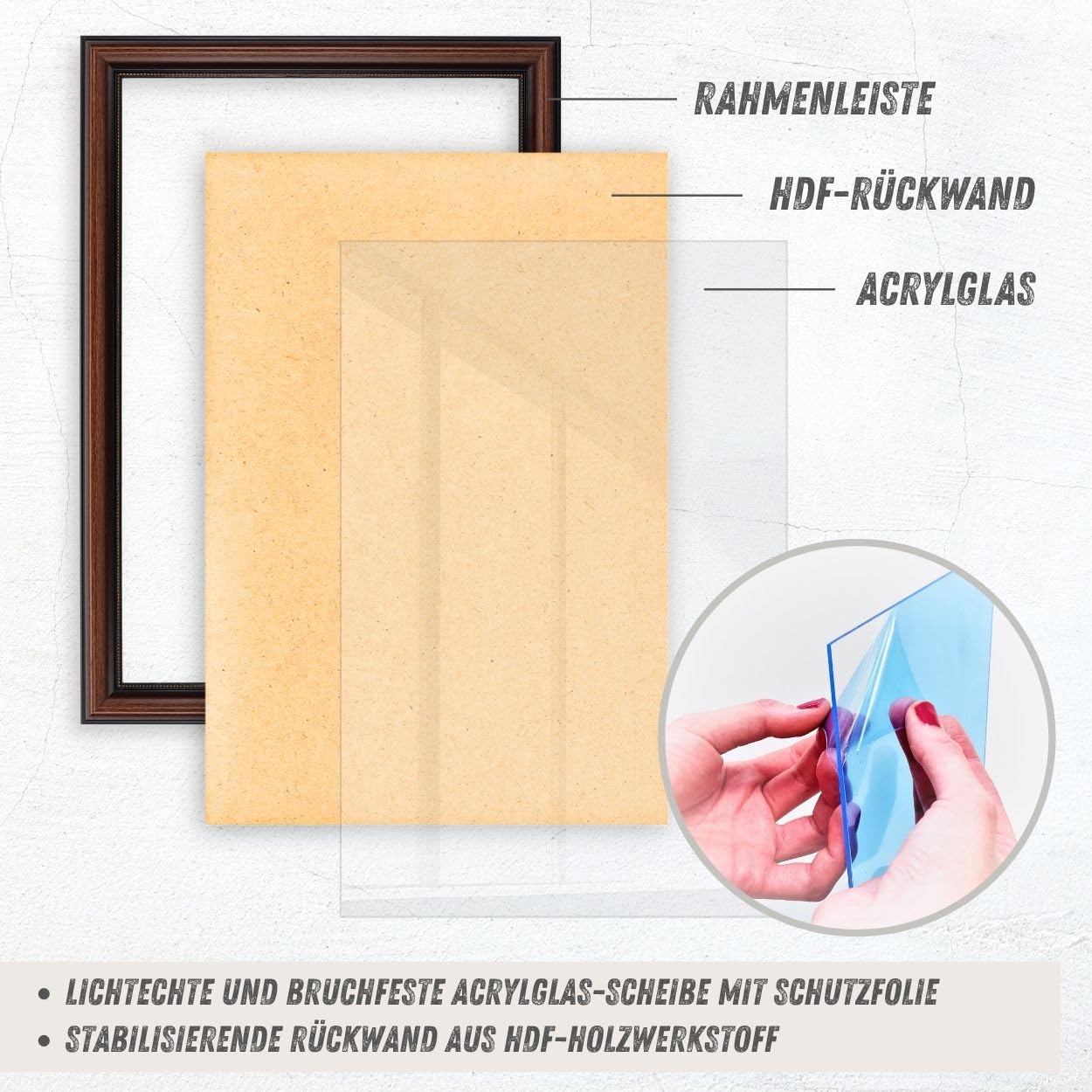 N°66 Barock Bilderrahmen 20x20 cm Bildmaß, Braun, Massivholz