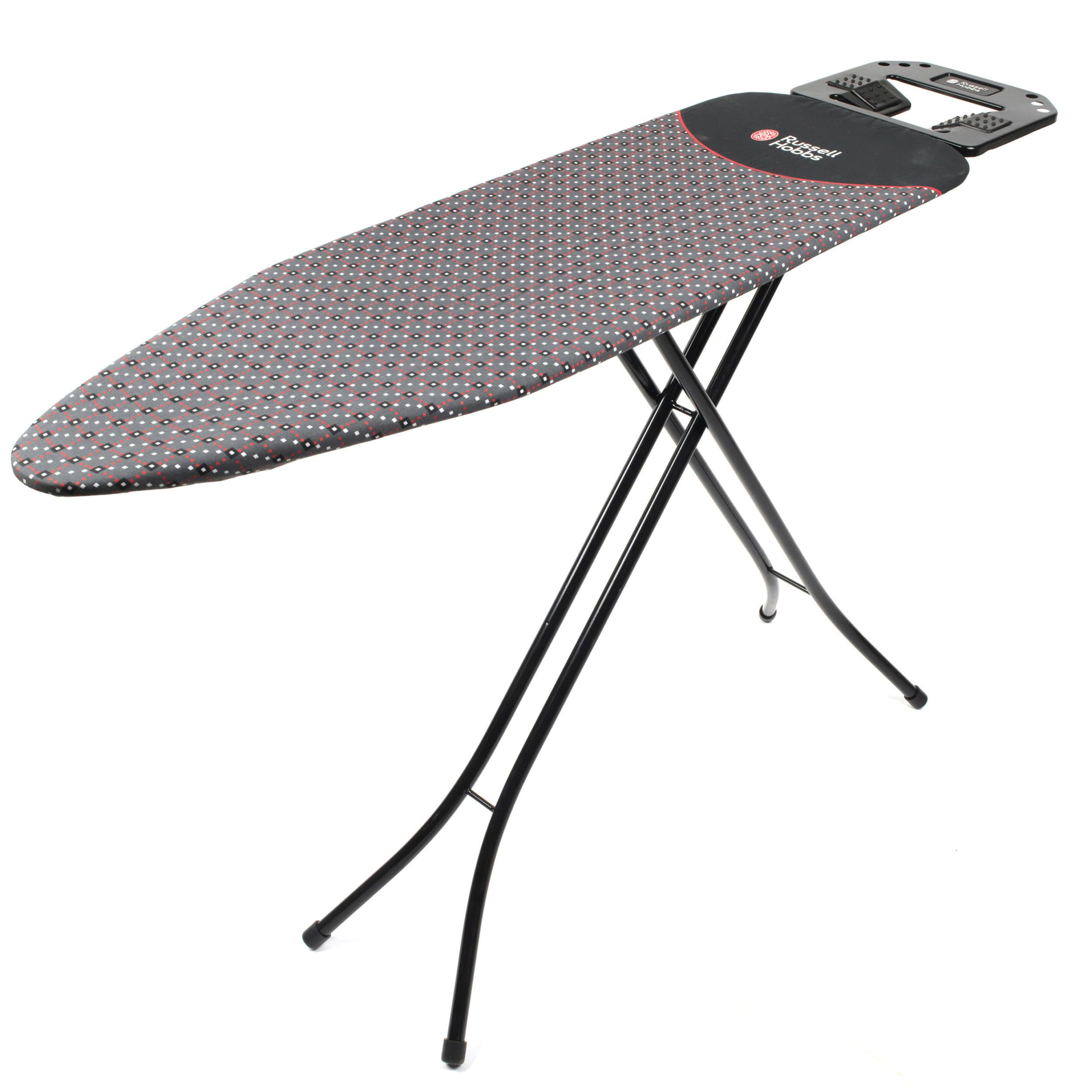 Russell Hobbs LA043153BLK Tabla De Planchar, Portátil Y Facil De Usar, con Ajustes De Altura, Patas Antideslizantes, Metal, Patas Antideslizantes, Incluye Soporte para Plancha, 122 x 38 x 90, Negro