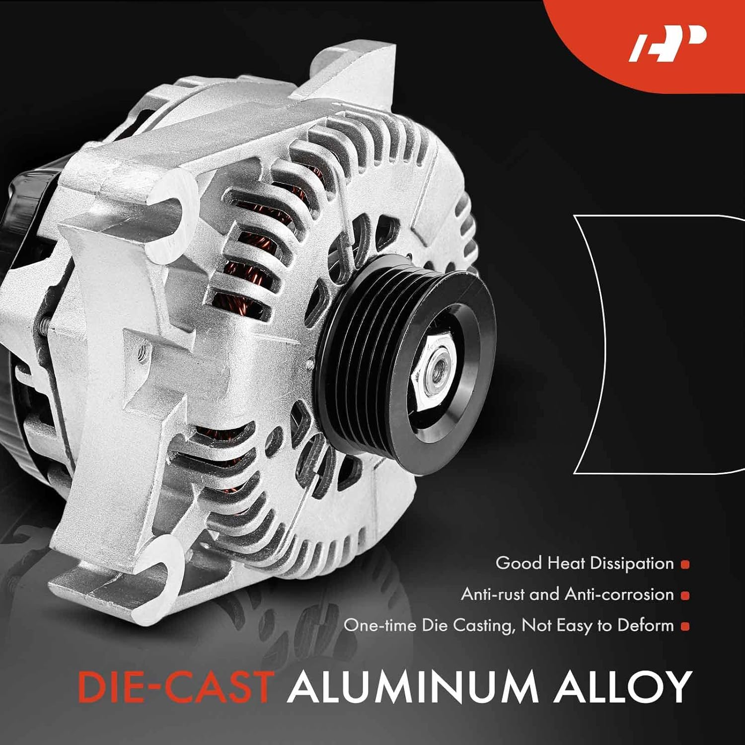 A-Premium Alternator Compatible with Ford Crown Victoria 03-04 & Mercury Grand Marquis 03-04 & Lincoln Town Car, V8 4.6L, 12V 130A CW 6-Groove Pulley, Replace# 3W1U10300AA, 3W1U10300AB, 3W1Z10346AA