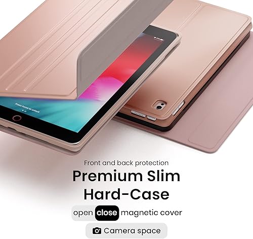 Vista 4 de Eveo Funda para iPad con teclado de 10,2 pulgadas para iPad de 9ª/8ª/7ª generación, soporte para lápiz integrado, color oro rosa