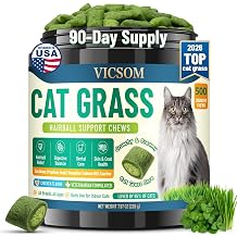 VICSOM Cat Grass Treats for Indoor Cats, Hairball Treats for Cats 500 Chews
