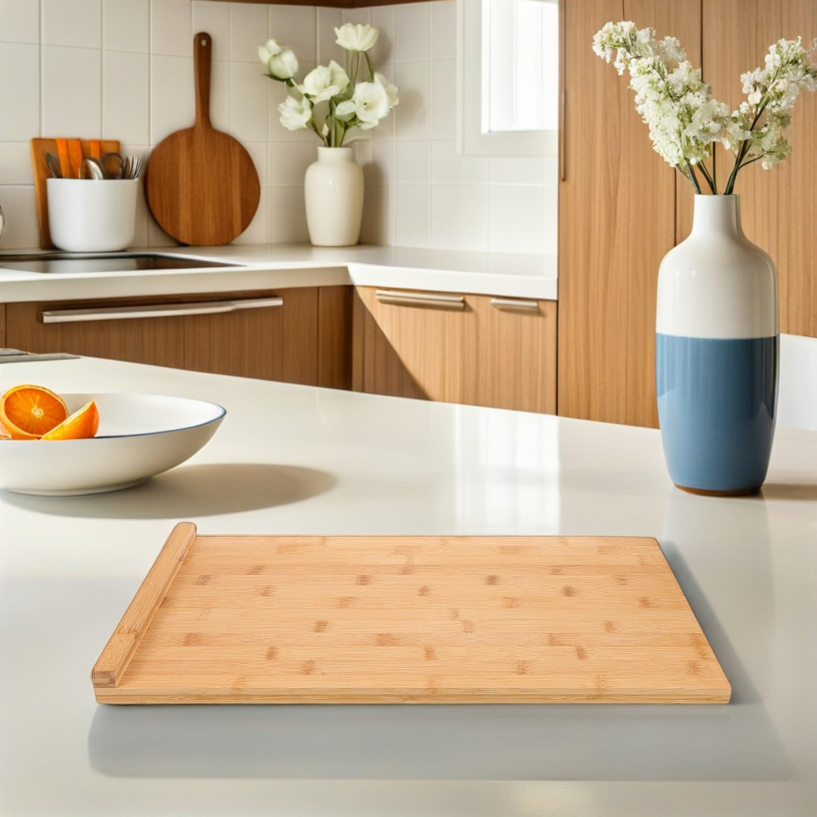 Hohopeti Tabla de Cortar Grande 50x30 Cm con Borde para Cocina, Resistente, Multifuncional para Cortar, Amasar y Picar, Apta para Lavavajillas, Adecuado para Preparar Alimentos en Hogar