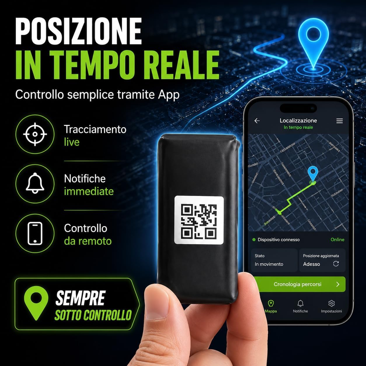 Mini GPS Tracker con aplicación en tiempo real – Localizador antirrobo profesional para coche, moto, personas, niños y animales – GPS WiFi LBS con Geo-Fence e historial de rutas S7