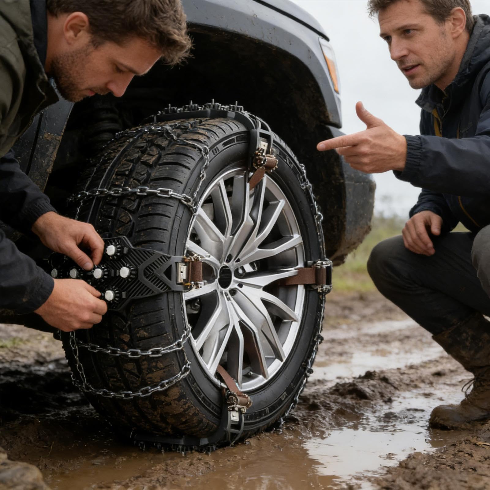 Catene Da Neve 8 Pezzi Grip E Trazione Adatti A Pneumatici Auto | Catene Da Neve Regolabili Per Autovetture Per Guida Invernale Suv Camion Pick-Up Furgone Berline 16.5-24.5