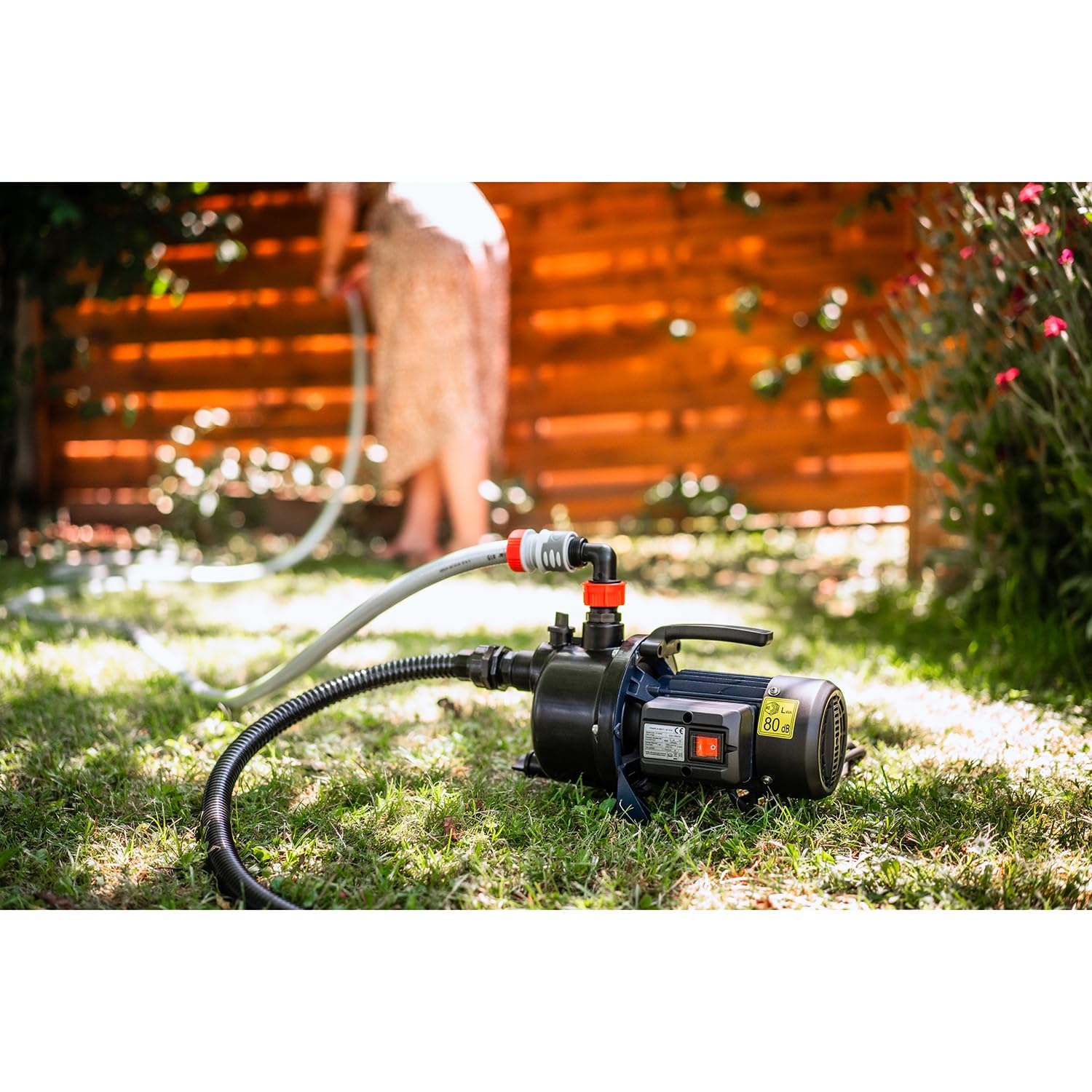 SPIDO - ECOP JE-600-P - Pompe d’arrosage manuelle 600 W - Débit 3 m³/h - Pression 3,5 bars - Avec kit aspiration PVC 4 m Ø 22 mm