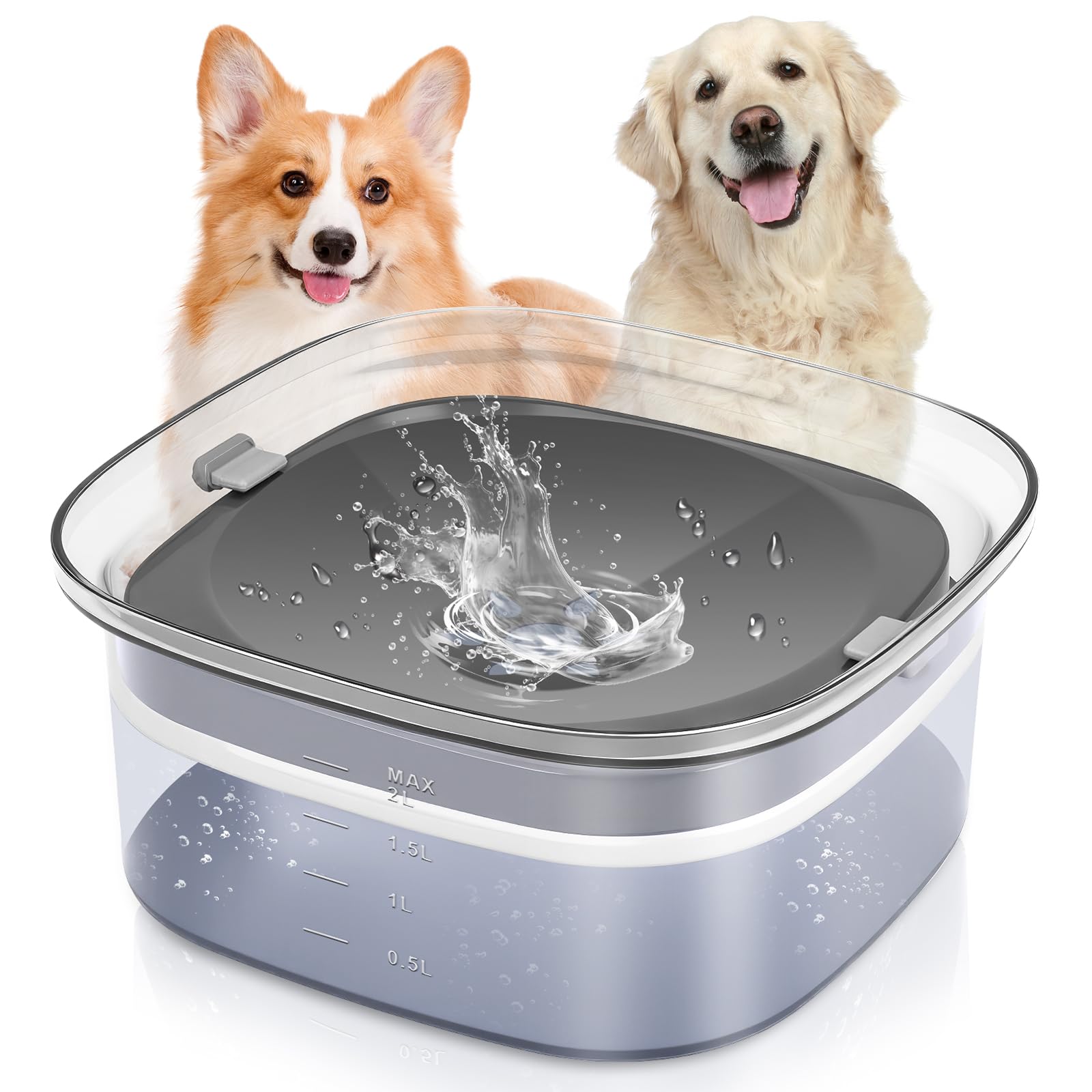 Bebedero Perro Antigoteo, 2l Bebedero Antisalpicaduras Perro, Bebederos para Perros Grande y Pequeño, para Perros Antideslizante, Cuenco de Agua Flotante