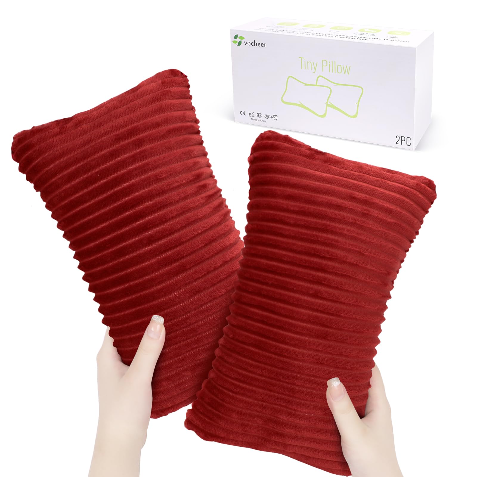 vocheer Small Pillow with Removable Cover, 28*17 cm Tiny Travel Pillow 2PCS