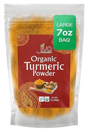 Miniatura 10 de Jiva - Polvo de cúrcuma orgánica 2 libras en bolsa resellable 100 cruda con polvo tumérico polvo de curcumina de cúrcuma orígenes de la India