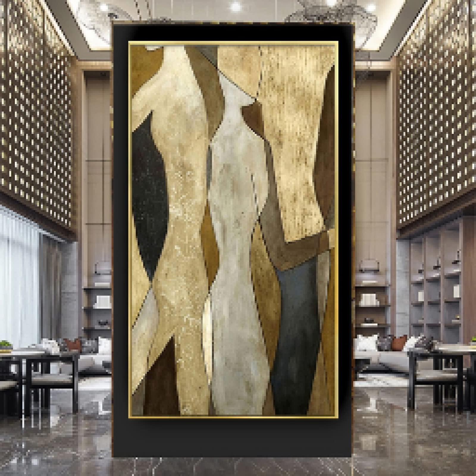 HOLEILUCK Célèbre Picasso Œuvres Peinture À L'huile Abstraite Figure Dorée Portrait Peinture Intérieur De La Maison Moderne Or Encadré Art Décoration Murale28x67in/70x170cm