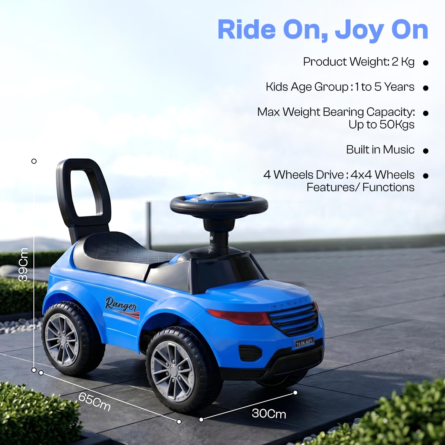 Toyzone Ranger Ride on - Blue | Push Ride-on | Push Car with Storage | Ride-On Car with Backrest | Ride On for Toddlers | for Kids 3+ Years 1