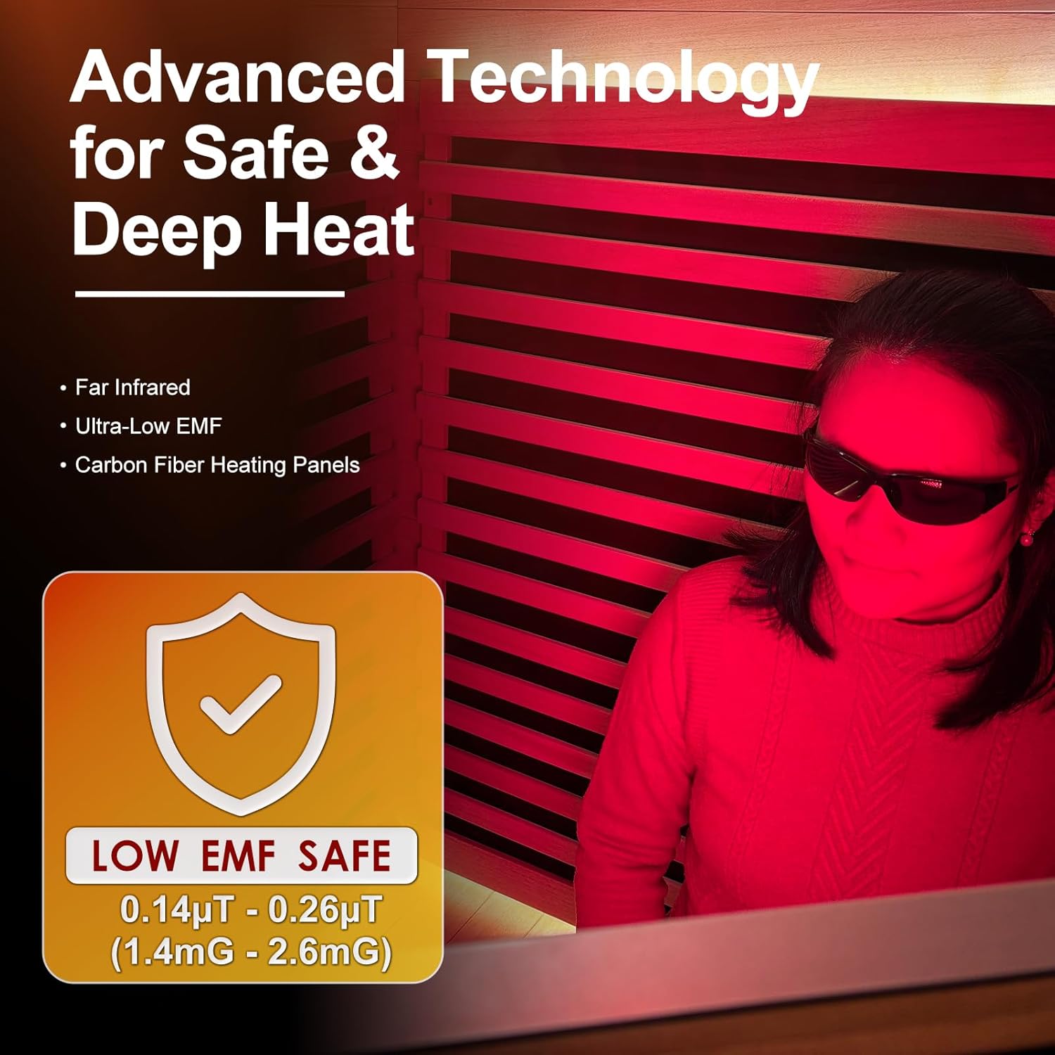 2-Person Full Spectrum Infrared Sauna with FDA-Certified Red Light Therapy, Fast Heat-Up 2190W 110V, Low EMF Carbon Fiber Dry Sauna, Canadian Hemlock for Home