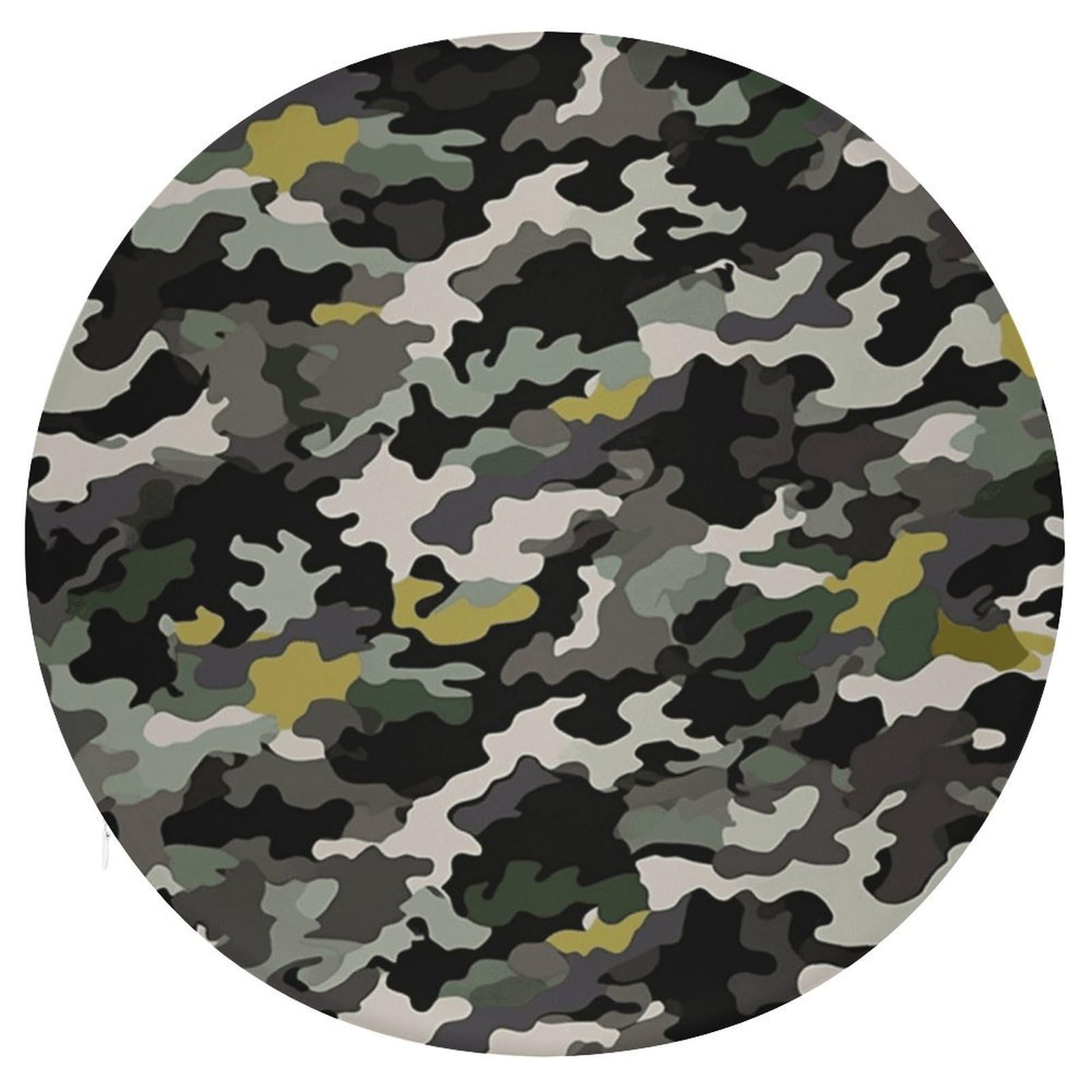 FekiLoot Abstract Camouflage Circle Cushion Memory Foam Chair Pad Soft Warm Floor Cushions Reversible Seat Cushion Pads with Zipper for Indoor Outdoor Kitchen Dining Office