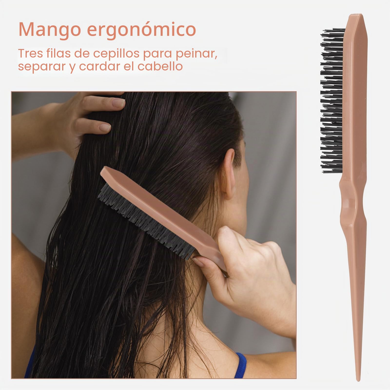 Cepillo para el cabello con botella de spray para el cabello de 200 ml, cepillo desenredante para cabello natural para cabello afro 3a a 4c, cabello rizado, ondulado y rizado (terracota)