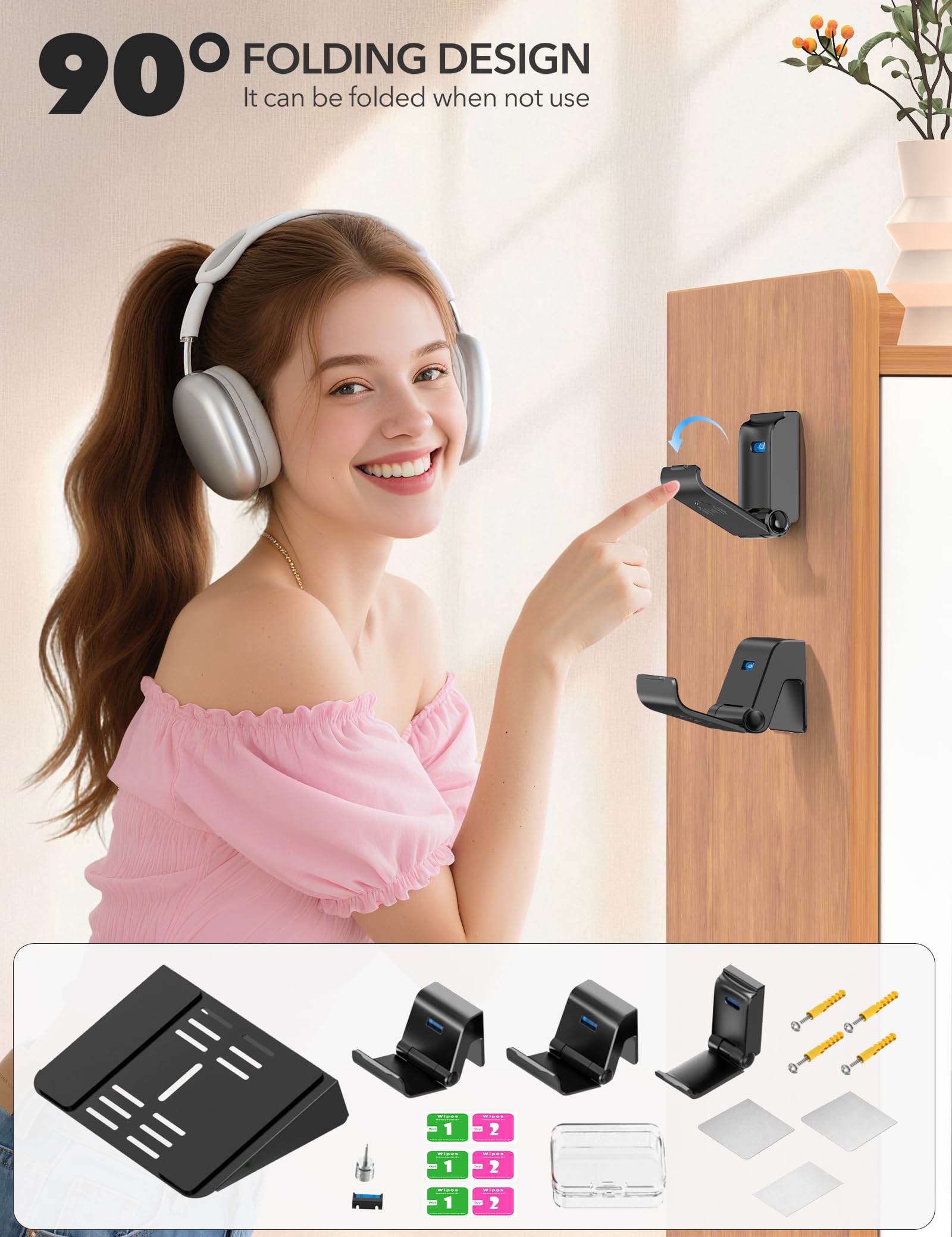 Kosker Supporto da Parete per PS5/ Slim/Pro, Mensola PS5 da Parete Verticale per Tutti Modelli PS5 con Support per Cuffie e Controller, Accessori Playstation 5 Supporto Flottante in Metallo