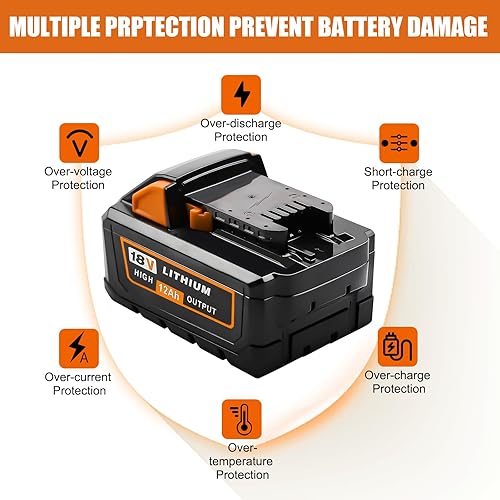 Miniatura 3 de 1 paquete de batería de repuesto de 18 V 12.0 Ah y cargador para batería Milwaukee de 18 V compatible con Milwaukee Tools 48-11-1811 48-11-1815