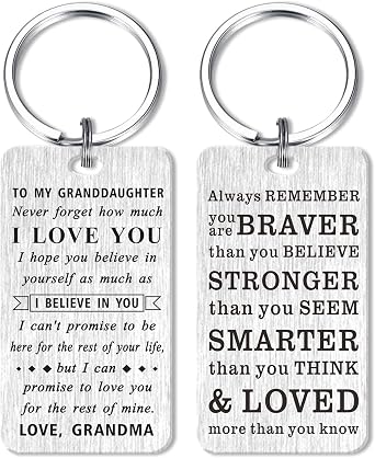 MOQIYXL To My Granddaughter Keychain Gifts Inspirational Quotes, Never Forget I Love You