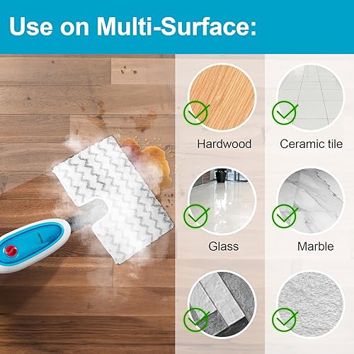 Miniatura 2 de Moolan Trapeador de vapor, 10 en 1, multiusos, potente vaporizador desmontable de vapor para madera, azulejos, laminado, limpieza de todos los pisos