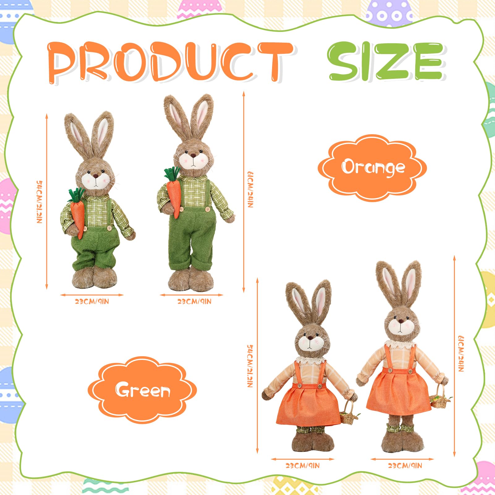 Osterdeko Osterhase Deko Tisch, 2 PCS Osterdeko Hase mit Ausziehbare Beine, Ostern Deko Osterhase Puppen, Osterhasen Dekor, Osterhasen Figuren, Ostern Hasen Figuren Osterdekoration Frühlingsdeko (C+D)