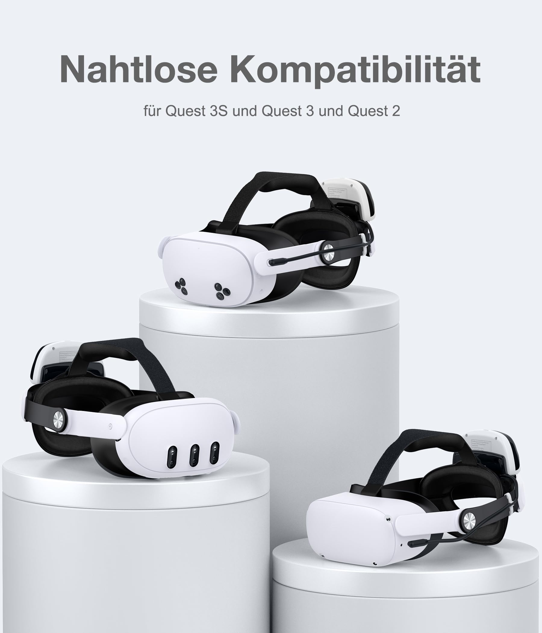 Diadema ligera compatible con Quest 3/3S/ Quest 2, cómoda diadema magnética VR para accesorios Meta Quest 3/2, juego de cinta ajustable, soporte y comodidad mejorados, estilo C blanco