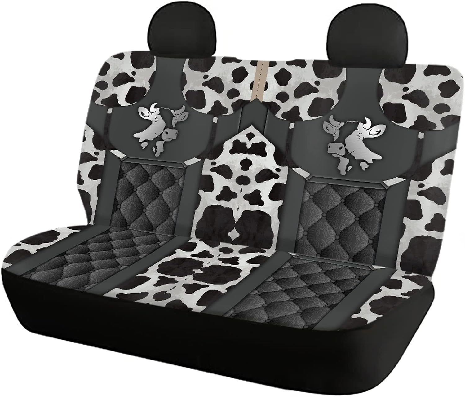Cow Print Car Seat Cover for Women for Car Auto Interior Accessories Front and Rear Bench Back Seat Cover Full Set Soft Auto Interior Easy to Clean