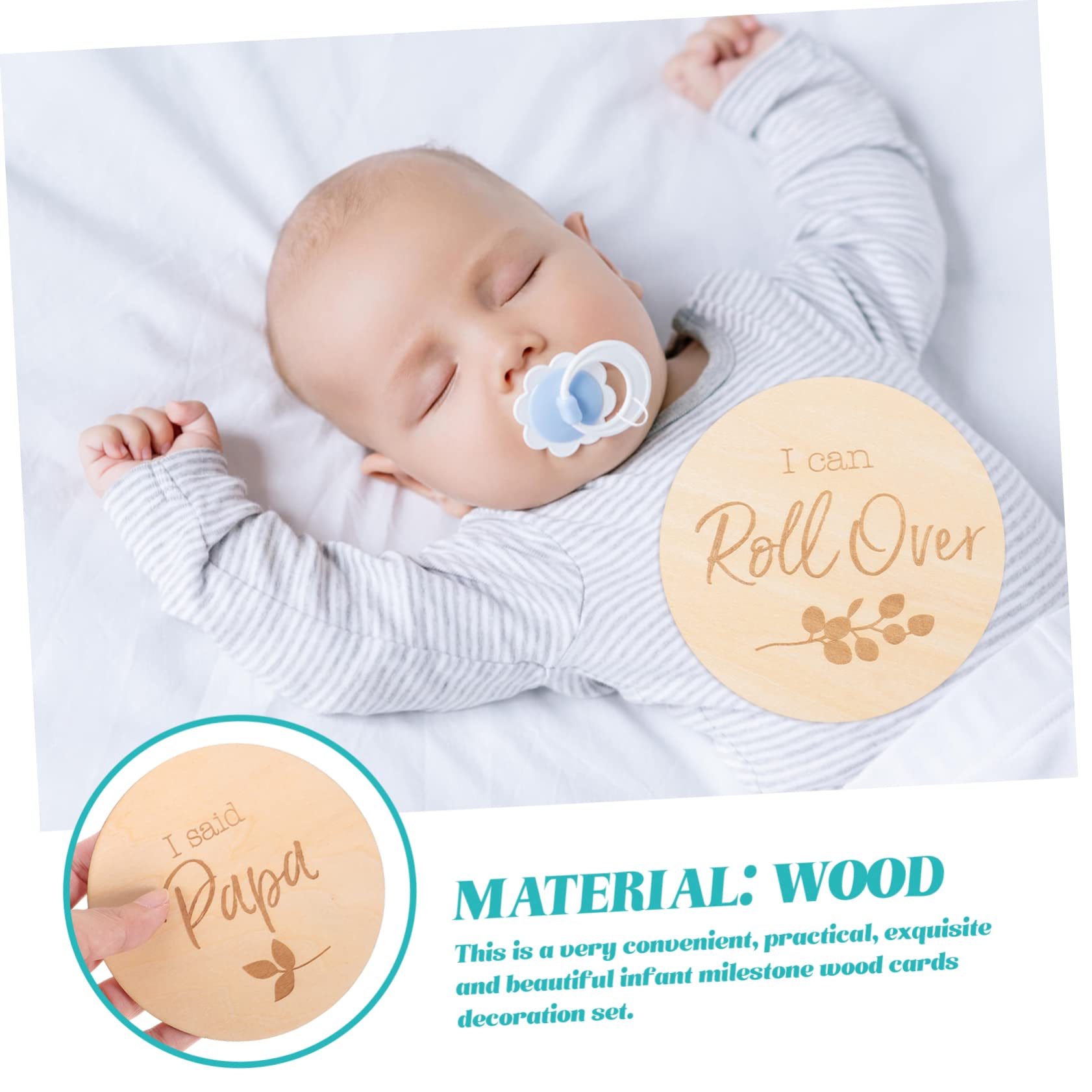 Toyvian 36stücke Holz Meilenstein Karten Für Monatliche Wachstumskarten Fotos Requisiten Deko Für Babyraum Erinnerungen Festhalten
