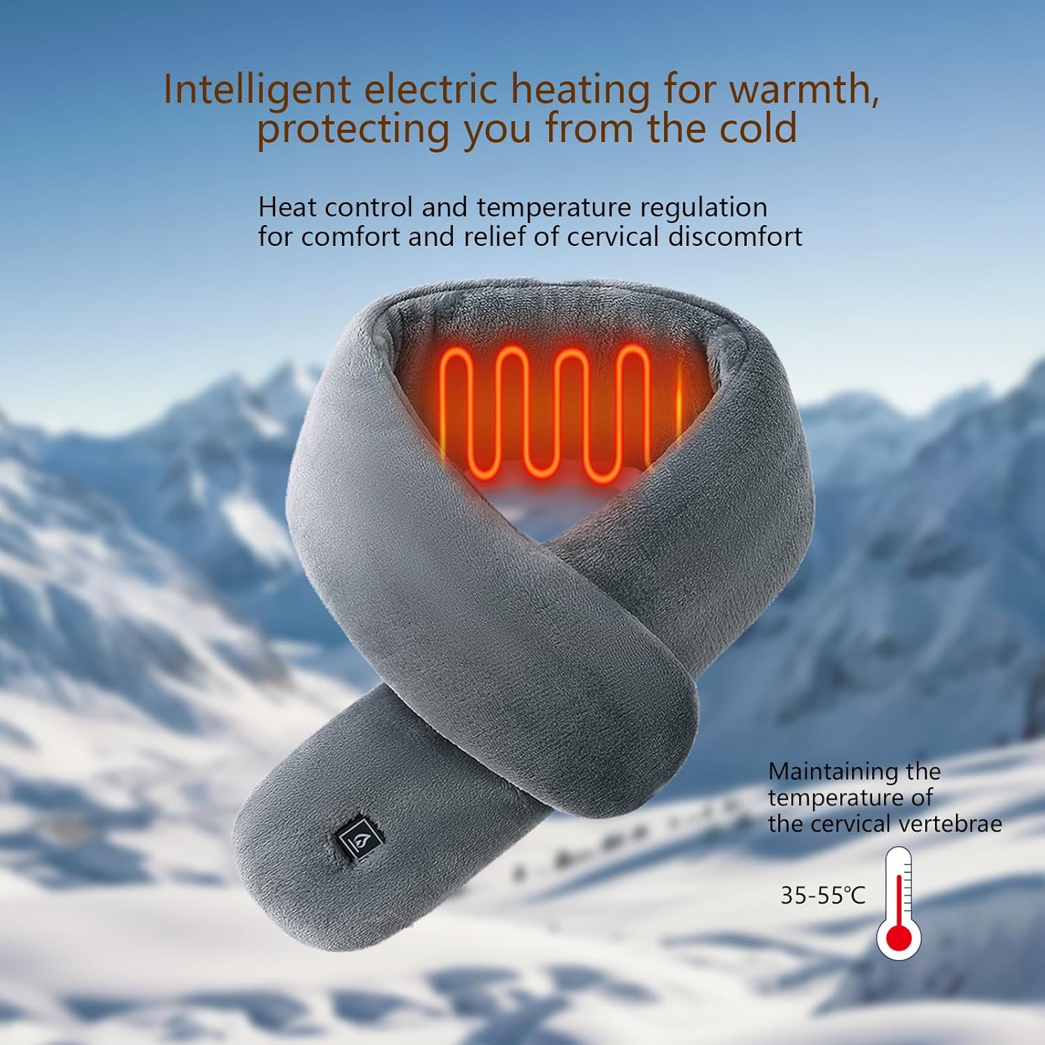 Heated Scarf for Men Women-3 Heating Levels Portable Electric Rechargeable Neck Heated Wrap Warmer Pad for Winter