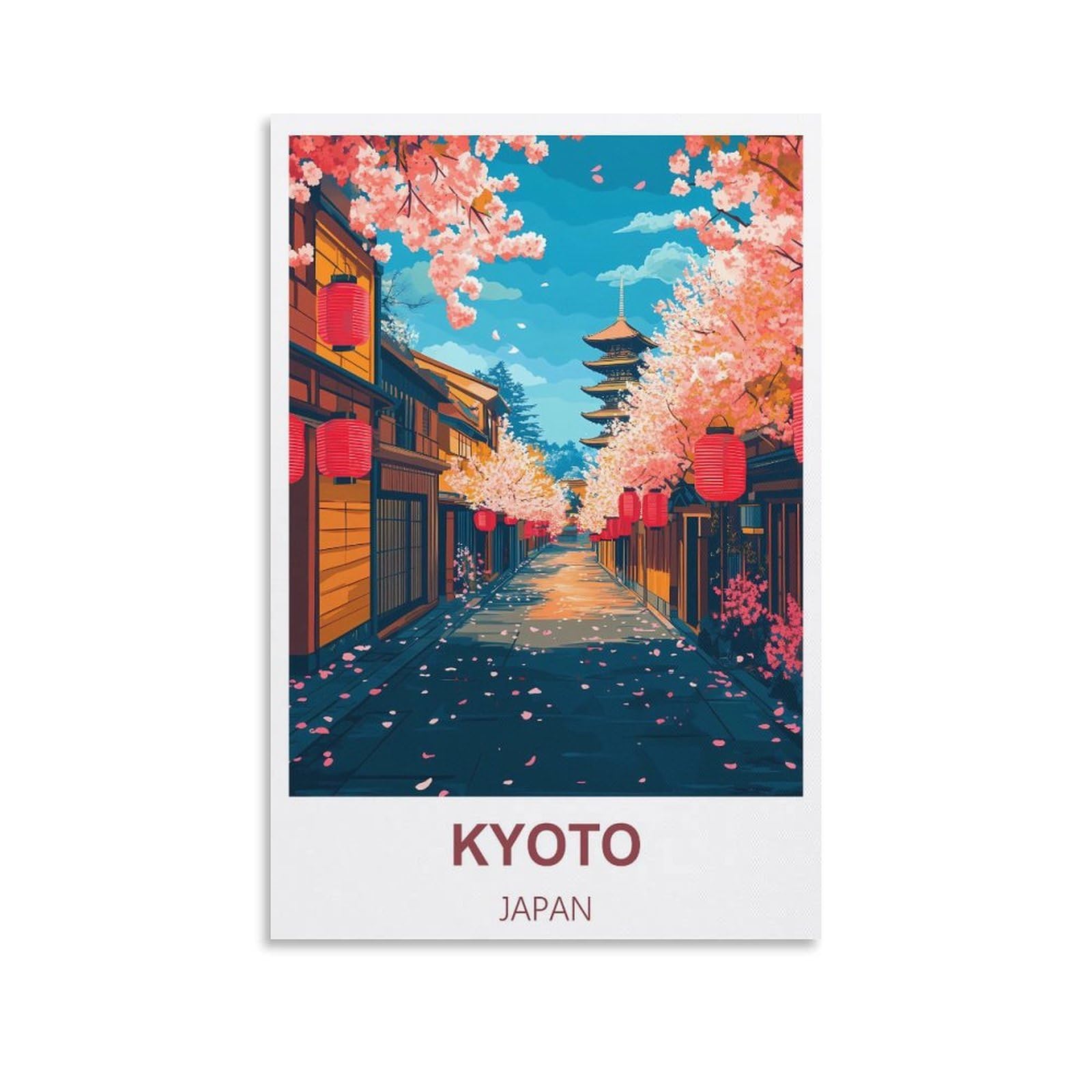 Fjiwecwsq Unframe-Style Kyoto Japan Vintage Travel Poster 12X18inch(30X45cm) Canvas Wall Art Painting Prints