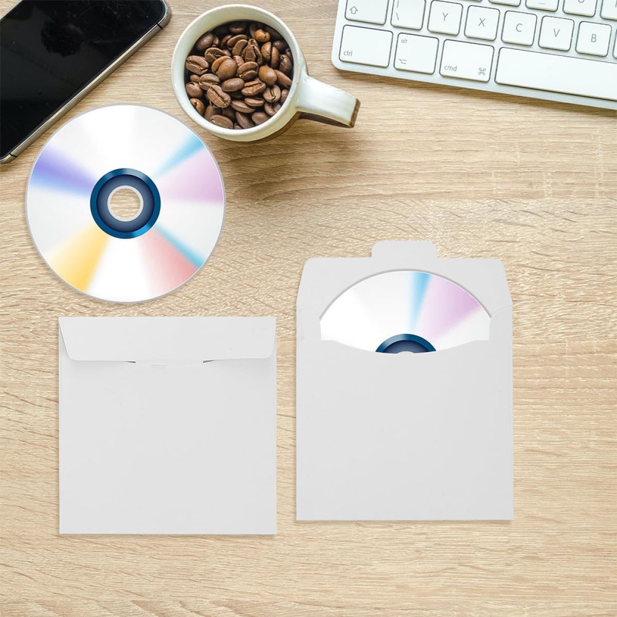 TOYANDONA 10 Weiße Karton CD Umschläge aus Papier für Sicheren Versand und Einfache Klassifizierung von Cds und USB Stäbe als Praktische Verpackungslösung