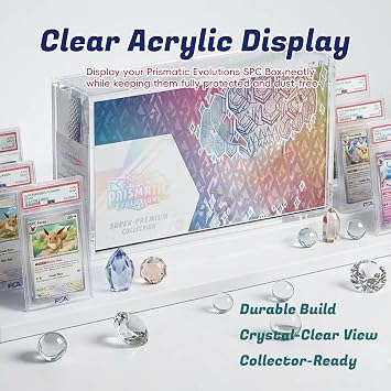 Prismatic Evolutions SPCボックス アクリルケースプロテクター – 厚さ8mmの透明アクリルディスプレイケース、5mmの磁気蓋付き、保護ストレージボックス、TCGコレクター用SPCコレクションボックスに対応
