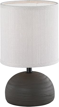 Reality Lampe De Table Luci - Abat-jour Tissu Cappucino, Base Céramique Brun, Max 40W E14