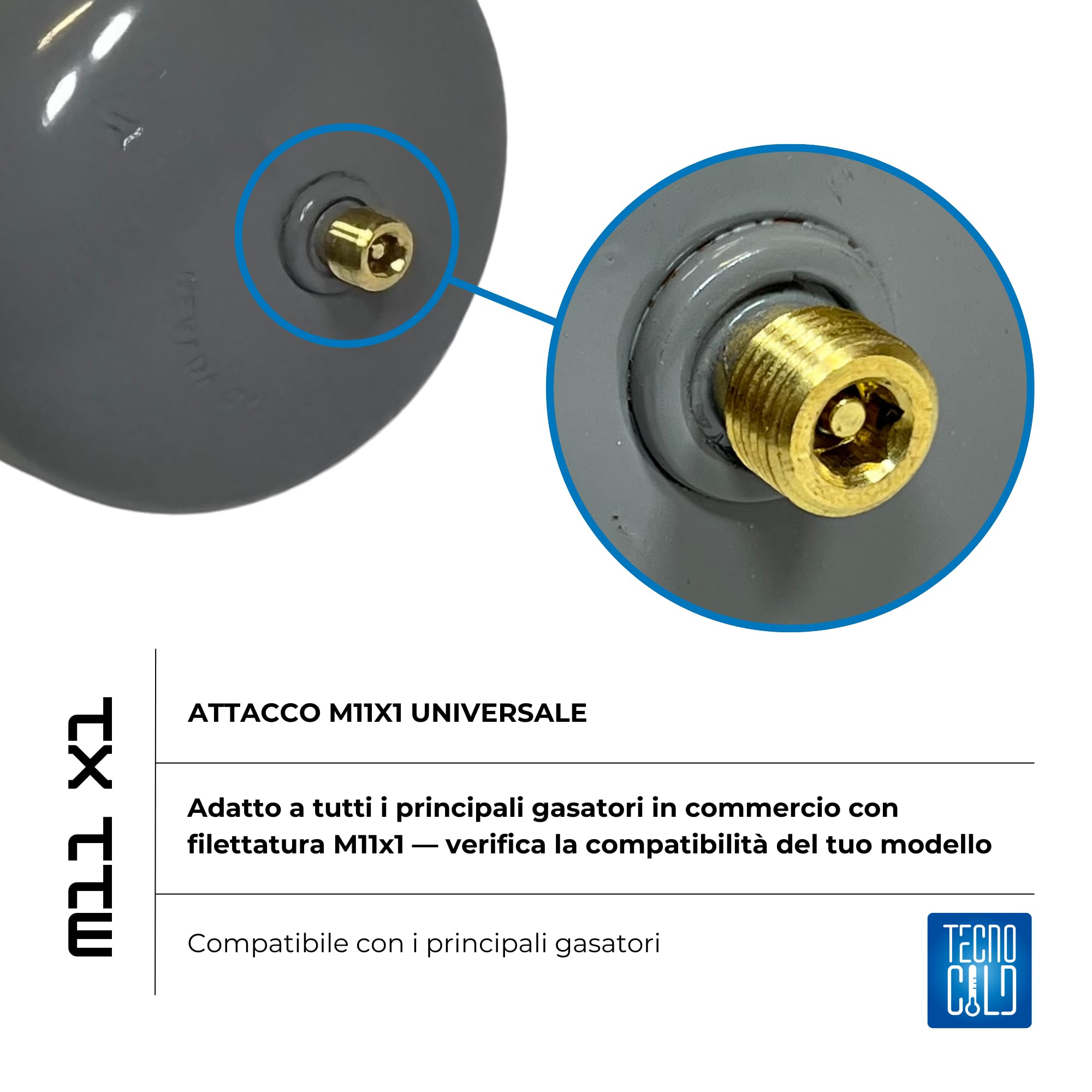 Tecno Cold | Bombola CO2 1300 g Alimentare E290 per Gasatore – CO2 per Acqua Frizzante – Bombole CO2 Monouso M11x1 per Casa e Ufficio