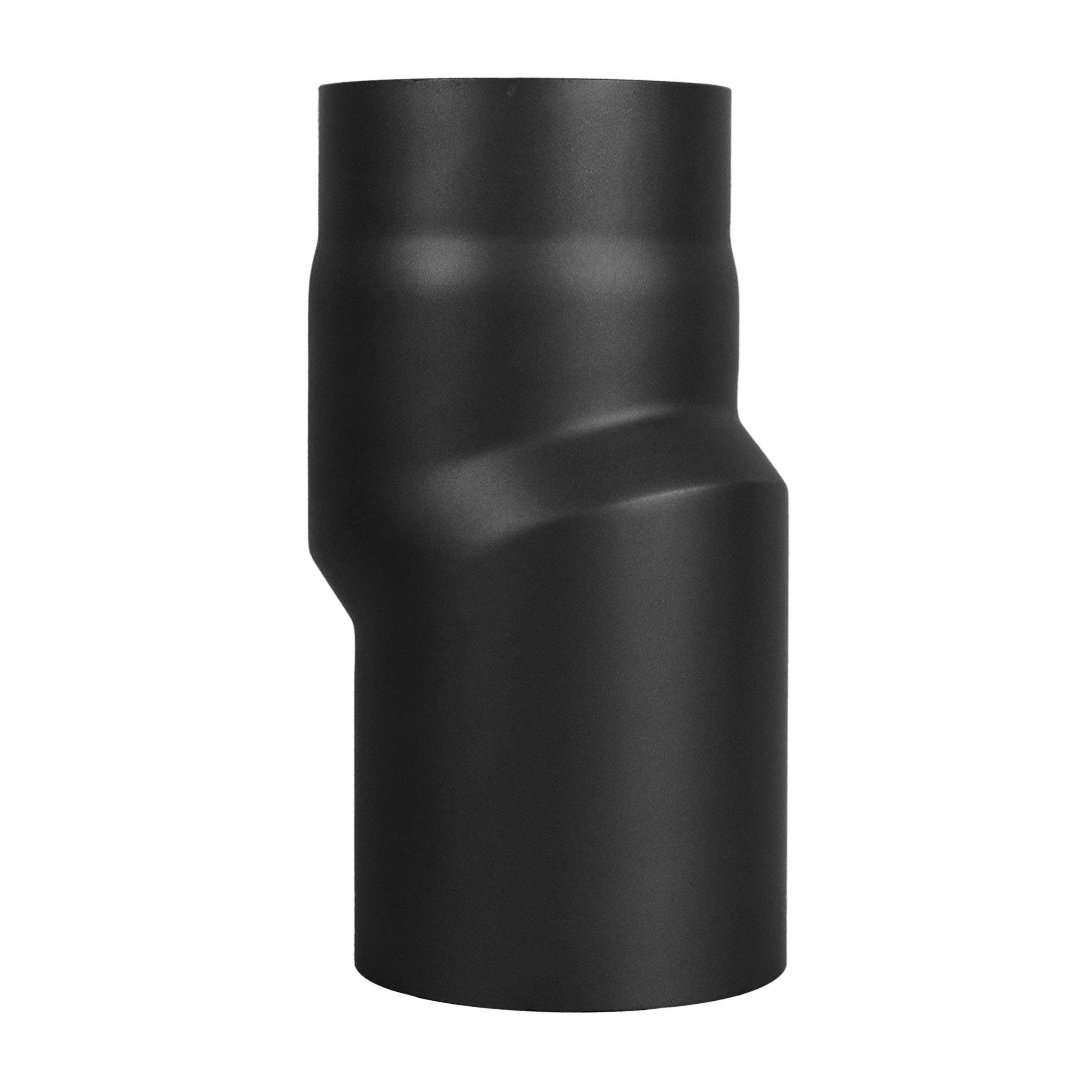 LANZZAS Rauchrohr Versatzbogen mit 20 mm Versatz - im Durchmesser Ø 150 mm - Farbe: schwarz - Ofenrohr Doppelbogen Etagenbogen