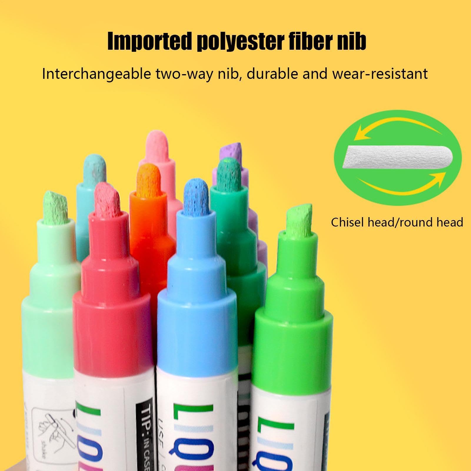 Generisch Tafelmarker Abwischbare Zeichenmarker Mit 6 mm Wendespitzen | Flüssige Schulkreide für Klassenzimmer, Büro, Schule, Zuhause, Meetings, Konferenzen, Kreidetafeln, Whiteboards,