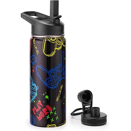 "Fortnight Party" 18oz Insulated Water Bottle with Straw Lid & Spout Lid