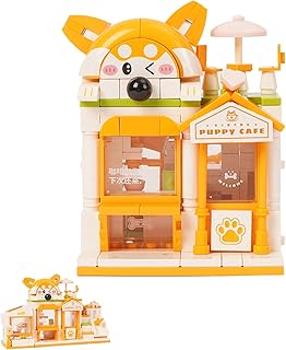 Oichy Shop Building Toy Cute Foldable Puppy Cafe Building Blocks Set Modular House Construction Toy for Children and Adults (309 Pieces)
