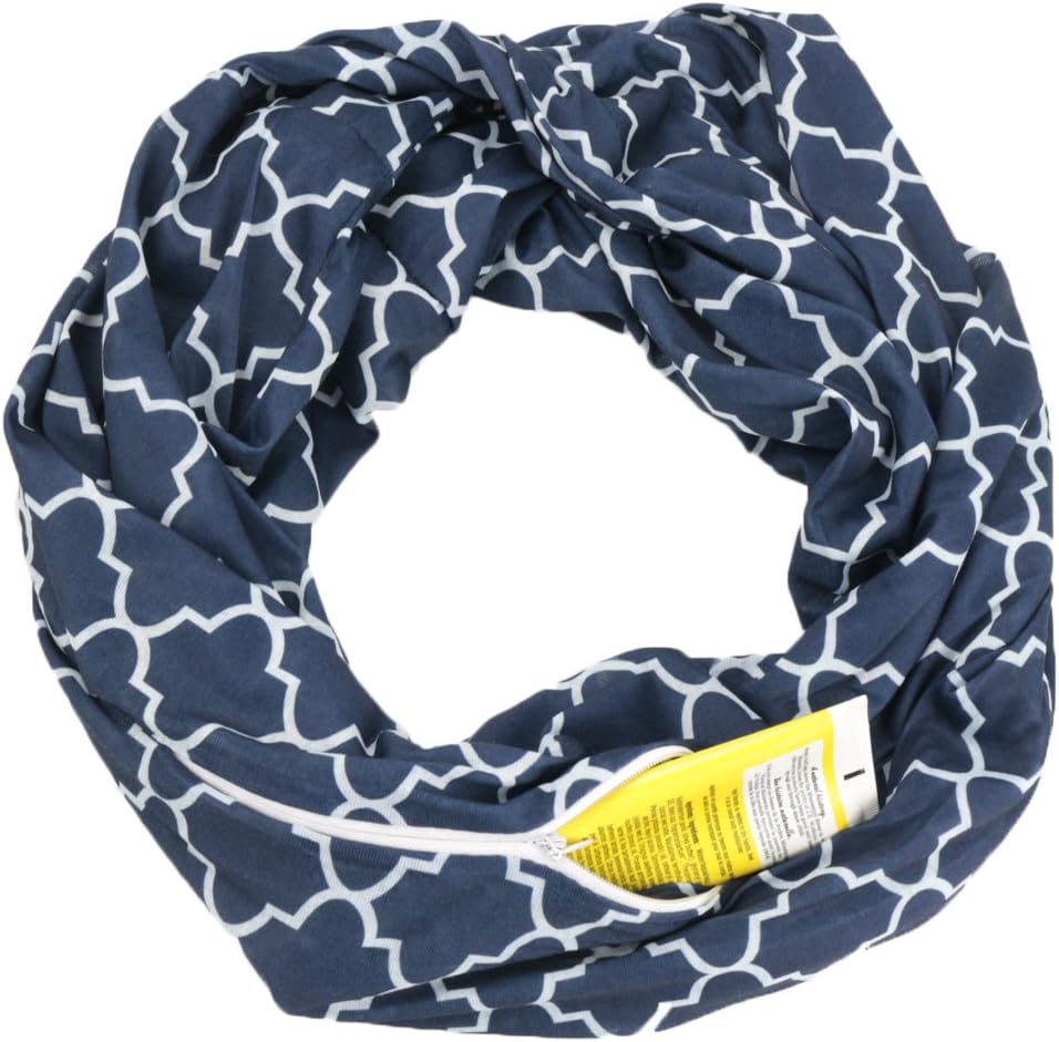 Jade MarieLightweight Infinity Scarf, Quatrefoil Scarf with Zipper Pocket