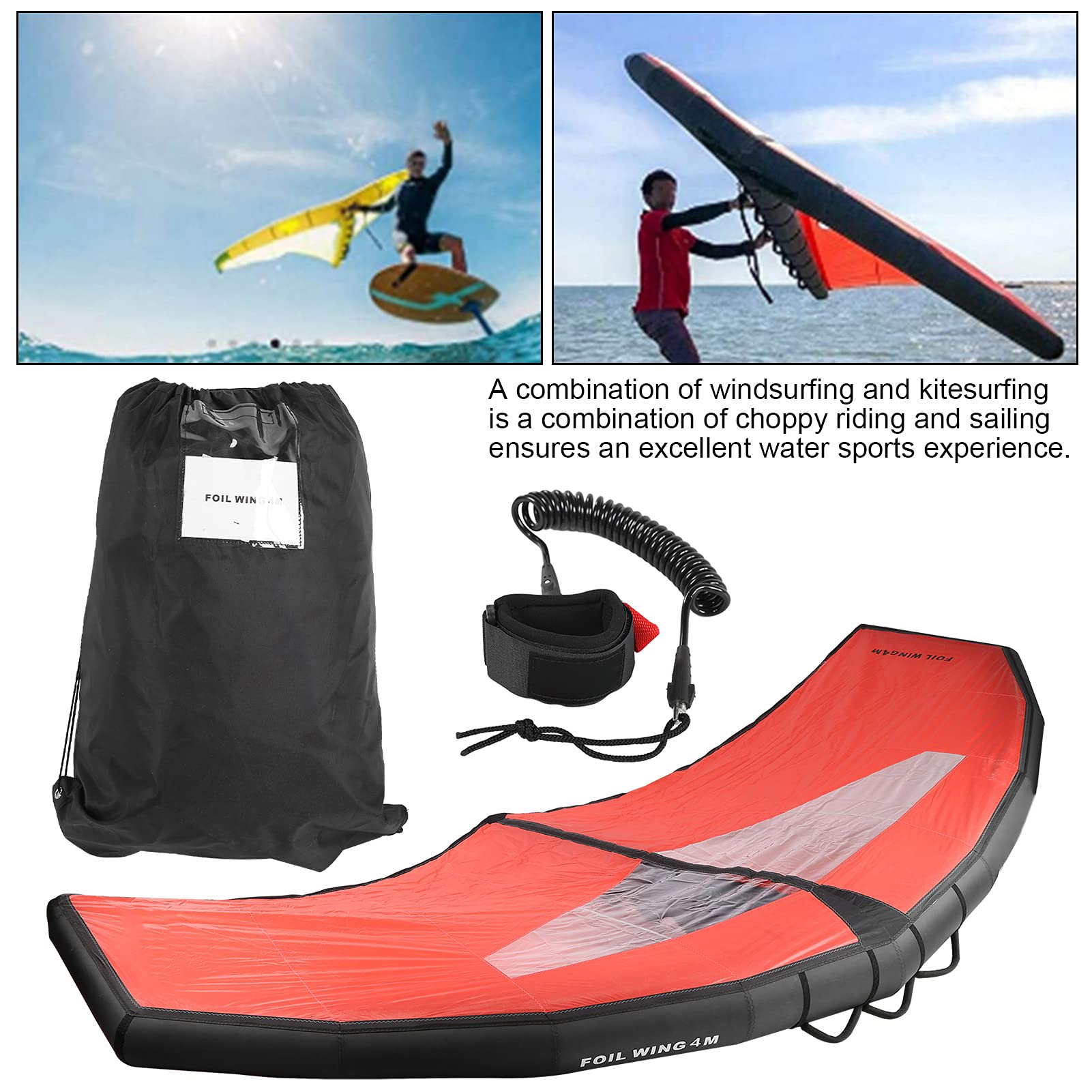 Keenso Ala Inflable Portátil, Cometa de Surf Inflable de Poliester TPU, Equipo de Deportes Acuáticos de 5 PSI con Control Portátil, Configuración Portátil, para Usuarios