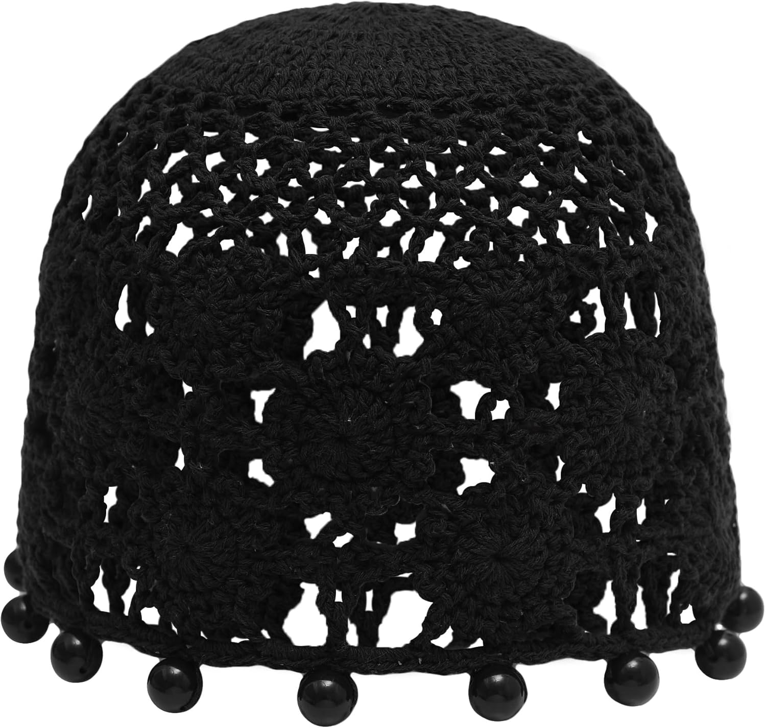 ZLYC Women's Handmade Cotton Crochet Floral Beanie Hat - Breathable Slouchy Skull Cap for Spring Summer Fall