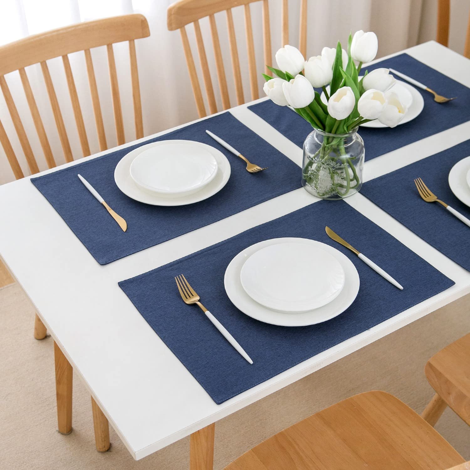 ABAKUHAUS Mandala Tovaglietta Americana Set di 4, Ottomano Motivi Style, Tovagliette in Tessuto Lavabile per Tavolo da Pranzo Cena, Borgogna Vermilion