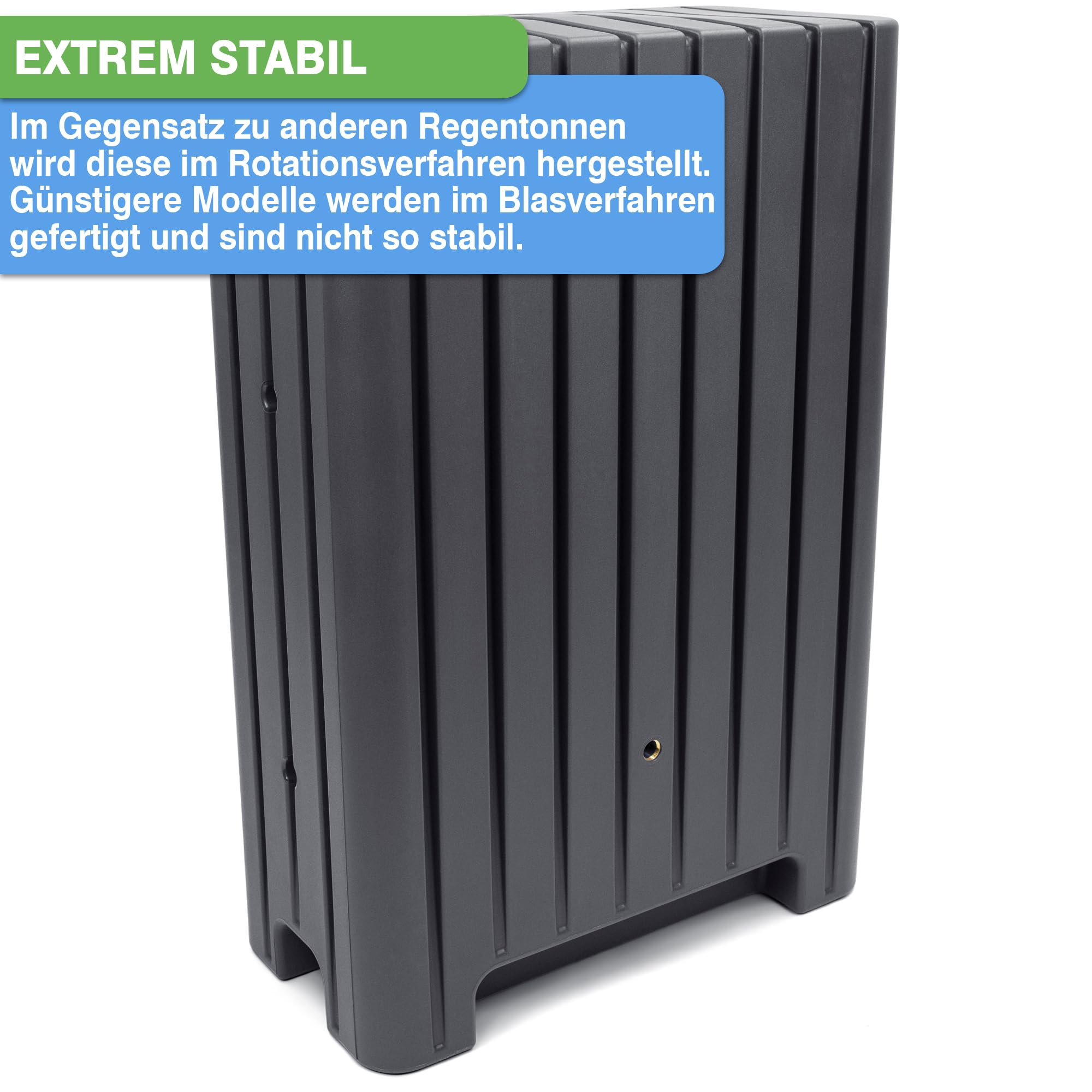 YourCasa Regentonne 280 Liter [UrbanElegance] Eckig und Schmal mit Metallgewinde - Regenfass Frostsicher aus Kunststoff - Regenwassertonne - Regenwassertank Garten Wassertank Regensammler (Anthrazit)